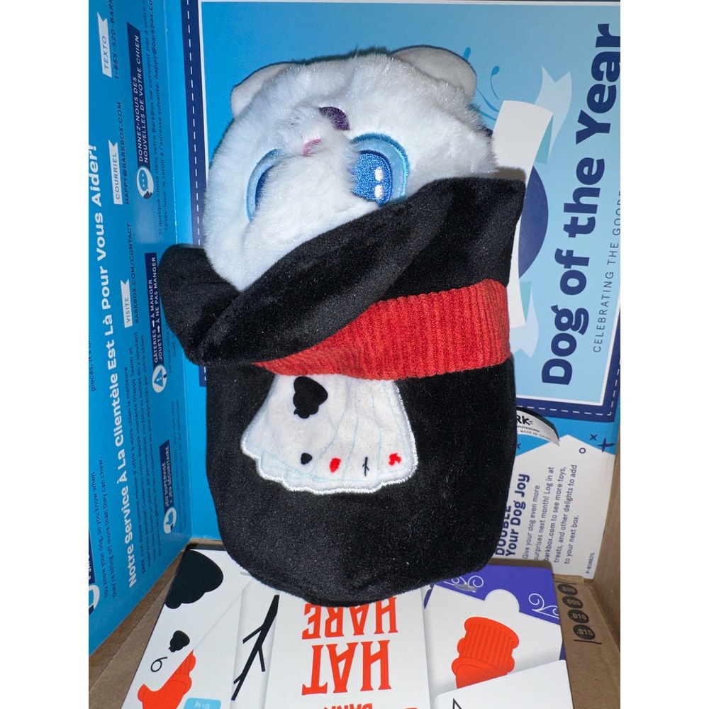 BarkBox Danny Hat Hare Magician Rabbit Dog Toy Plush Burrow Top‎ Hat White bark